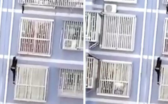 ஐந்தாவது மாடியிலிருந்து விழுந்த குழந்தை: சீன முதியவரின் சாகசச் செயல்!!