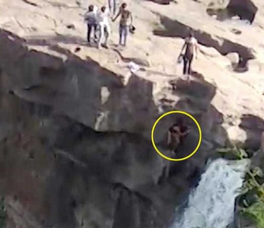 170 அடி உயர நீர் வீழ்ச்சியிலிருந்து விழுந்து இறந்த நபர்: அதிர்ச்சி புகைப்படம்!!