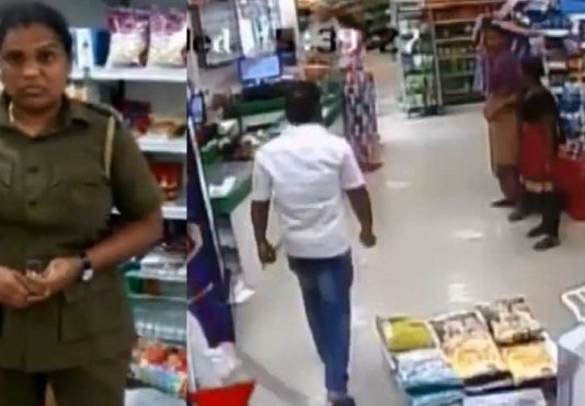 சூப்பர் மார்க்கெட்டில் திருடி வசமாக மாட்டிக் கொண்ட பெண் பொலிஸ் : வெளியான சிசிடிவி காட்சி!!