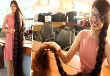 தலைமுடி வளர்த்து இளம்பெண் கின்னஸ் சாதனை!!