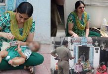 கைக்குழந்தையுடன் போராட்டத்தில் இறங்கிய பெண் : ஆண்மை இல்லாதவன் என திட்டியதாக கணவன் வேதனை!!