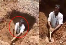 உயிரோடு இருக்கும் போதே உடலை அடக்கம் செய்த நபர்!!