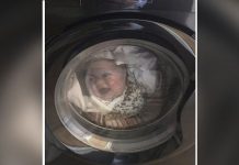 சலவை இயந்திரத்திற்குள் குழந்தையின் முகம் : அ திர்ச்சியில் இணையதளவாசிகள்!!