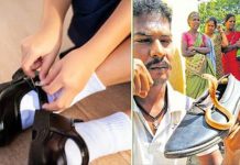காலணிக்குள் இருந்த பாம்பு : அலறியடித்து ஓடிய சிறுமி!!