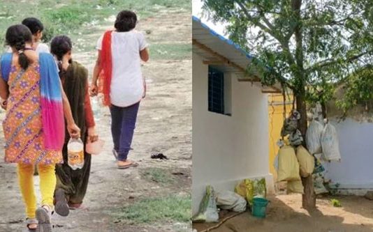 மாதவிடாய் நேரத்தில் ஊருக்கு ஒதுக்குப்புறமாக தள்ளிவைக்கப்படும் பெண்கள் : வெளியில் தொங்கும் பைகள்!!