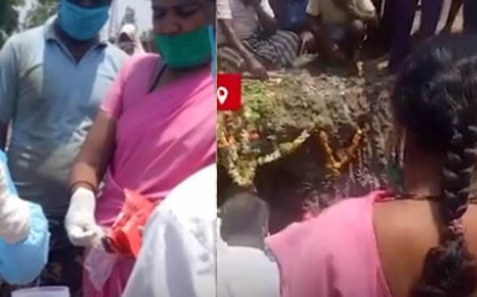 மண்ணிலிருந்து தோண்டியெடுக்கப்பட்ட சடலத்திற்கு கொரோனா பரிசோதனை : அதிர்ச்சி சம்பவம்!!