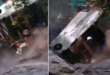 கனமழையால் சாலையில் புதைந்த வீடுகள்..! கமெராவில் சி க்கிய தி கிலூட்டும் காட்சி..!!