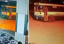நள்ளிரவு நேரத்தில் தானாக நகர்ந்த அரசுப் பேருந்து – தி கி ல் CCTV காட்சி!!