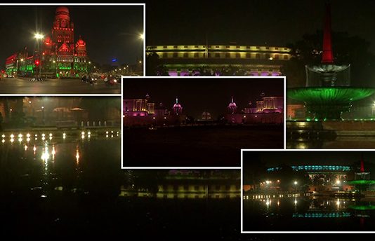 குடியரசு தினத்தை முன்னிட்டு மூவர்ணத்தில் மின்விளக்குகளால் ஜொலித்த கட்டடங்கள்!!