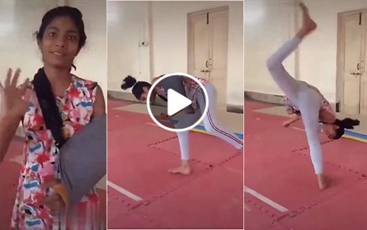 கை ஒடிந்தாலும் தன்னம்பிக்கை உடையாத இளம்பெண்.. அவர் செய்ததை பாருங்க…!