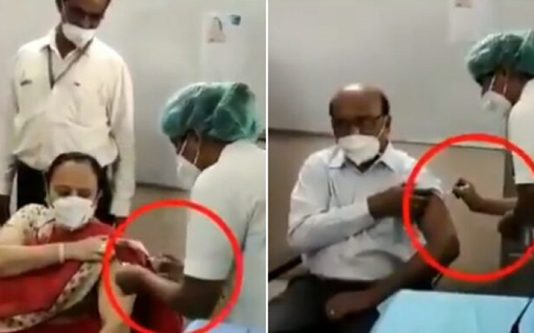 கொரோனா தடுப்பூசி போட்டுக் கொ ள்வது போல நடித்த அதிகாரிகள்: வைரலாகும் வீடியோ!!