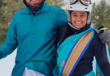 வேஷ்டி சேலையில்பனிச்சறுக்கு விளையாடும் தம்பதிகள் – வைரலாகும் வீடியோ!