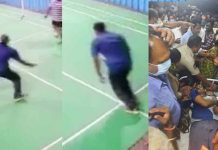 இறகு பந்து விளையாடும் போது இ.ற.ந்த இன்ஸ்பெக்டர் : ஷாக் வீடியோ!!