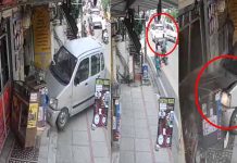 சாலையோர கடையில் கார் மோ தி வி பத்து : பதை ப தைக்க வைக்கும் காட்சி!!