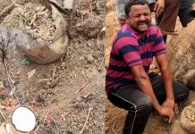 தங்க பு தையலுக்கு தேங்காய் உடைத்து ஊதுபத்தி ஏற்றி வழிபாடு… இளைஞருக்கு சாமி வந்ததால் ப ரபரப்பு!!