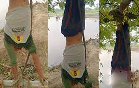 தி.ரு.டியதாக புகார்: மரத்தில் தலைகீழாகத் தொங்கவிட்டு இ.ளைஞருக்கு நேர்ந்த ப.ய.ங்கரம்!!