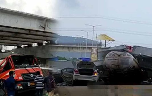 மேம்பாலத்தின் தூண் இடிந்து விழுந்ததால் நேர்ந்த ப.ய.ங்கரம்!!