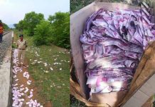ரயில் தண்டவாளம் அருகே சிதறிக்கிடந்த ரூ.2000 நோட்டுகள்: ஆவலுடன் அருகில் சென்ற பார்த்தவர்களுக்கு காத்திருந்த அதிர்ச்சி..!!