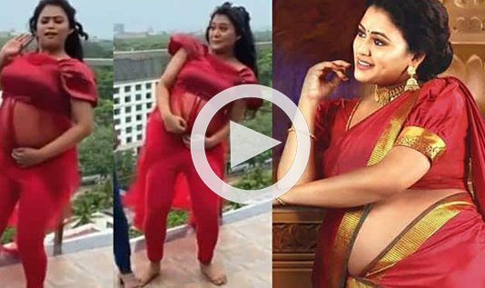 வயிற்றில் குழந்தையுடன் மொட்டை மாடியில் குத்தாட்டம் : பிரபல சீரியல் நடிகையின் விபரீத Dance வீடியோ..!!