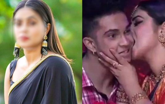 நிகழ்ச்சியில் இளைஞருக்கு முத்தம் கொடுத்து கன்னத்தை கடித்த நடிகை : ஷாக்கில் ரசிகர்கள்!!