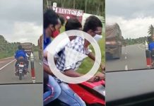 பைக்கில் சென்ற பெண்ணிடம் செயினை பறித்து விட்டு தப்பிச் சென்ற இளைஞர்கள்: வைரல் வீடியோ !!
