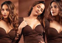 பளிங்கு தொடையை பளிச்சென காட்டி சூடேற்றும் ஐஸ்வர்யா தத்தா!!