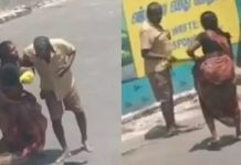 குடிபோதையில் பெண் ஒருவர் ஆணிடம் வம்பிழுக்கும் வைரல் காட்சி!!