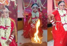 மாப்பிளை இல்லாமல் தனியாக திருமணம் செய்த பெண் : வைரலாகும் சம்பவம்!!