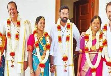 ஒரே வீட்டில் மூன்று தமிழ் பெண்களை திருமணம் செய்த பிரான்ஸ் நாட்டு மணமக்கள்!!
