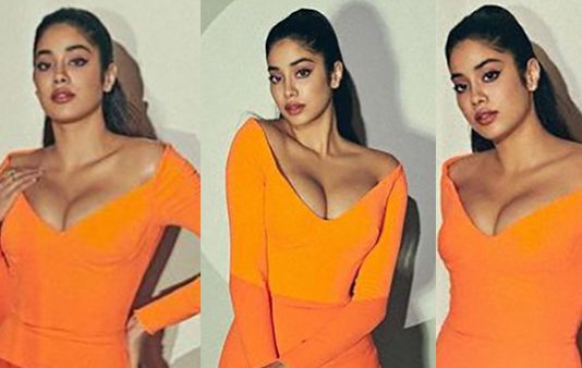 இட்லி துணியை ஜாக்கெட்டா போட்டு மாராப்பை விலக்கி முன்னழகை காட்டிய ஜான்வி கபூர்!!