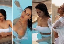 வளைவு நெளிவுகளை காட்டி போஸ் கொடுத்த சோனம் பஜ்வா!!