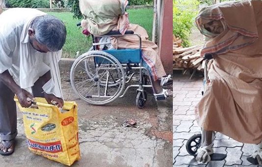 பெரும் சோகம்… தாய் உடலை வீல் சேரில் வைத்து சுடுகாட்டிற்கு கொண்டு வந்த மகன் : இதயத்தை உறைய வைத்த சம்பவம்!!