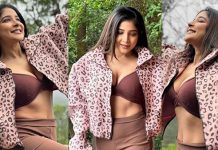 முன்னழகு எடுப்பாக தெரிய சூடான போஸ் கொடுத்த சாக்ஷி அகர்வால்!!