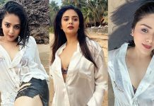 அந்த இடம் எடுப்பாக தெரிய போஸ் கொடுத்து ரசிகர்களை கிறங்கடித்த ஸ்ரீமுகி!!