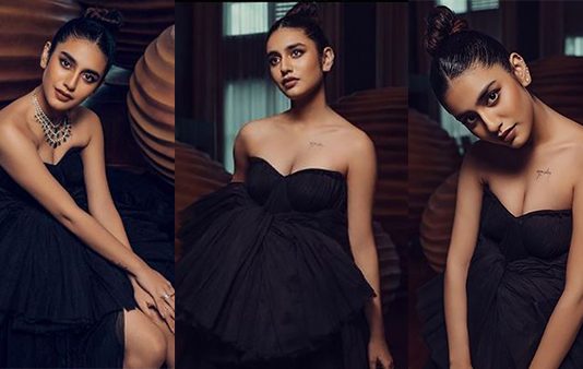 கவர்ச்சி போஸ் கொடுத்து ரசிகர்களை சூடாக்கிய நடிகை பிரியா பிரகாஷ் வாரியர்!!