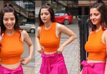 பிகினி உடையில் படுத்தபடி போஸ் கொடுத்த வேதிகா!!