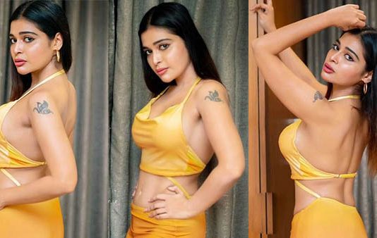 சைடு போஸில் முன்னழகை ஒய்யாரமா நிமிர்த்தி காட்டி திக்குமுக்காட செய்த தர்ஷா குப்தா!!