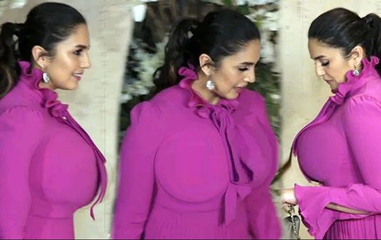 முன்னழகை தூக்கலா காட்டி போஸ் கொடுத்த ஹியூமா குரேஷி!!