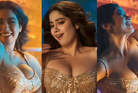 கவர்ச்சி உடையில் முன்னழகை காட்டி இளசுகளை வாட்டி வதைக்கும் ஜான்வி கபூர்!!