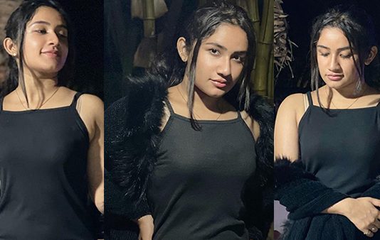 உடலோடு ஒட்டிய உடையில் முன்னழகு எடுப்பாக தெரிய போஸ் கொடுத்த ரவீனா தாஹா!!