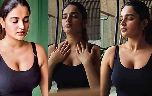 வெண்ணக்கட்டி உடம்ப காட்டி இளசுகளை சூடேற்றும் நிதி அகர்வால்!!