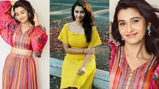கண்ணாடி போன்ற மெல்லிய ஆடையில் இடுப்பழகு தெரிய போஸ் கொடுத்த பிரியா பவானி சங்கர்!!